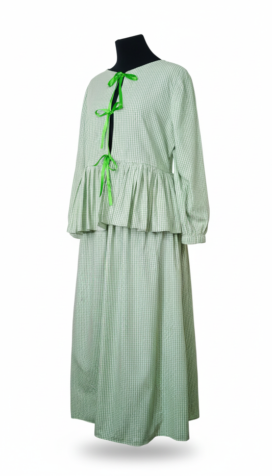 🌳Handmade Front Bow Top & Skirt Stitched 2pc