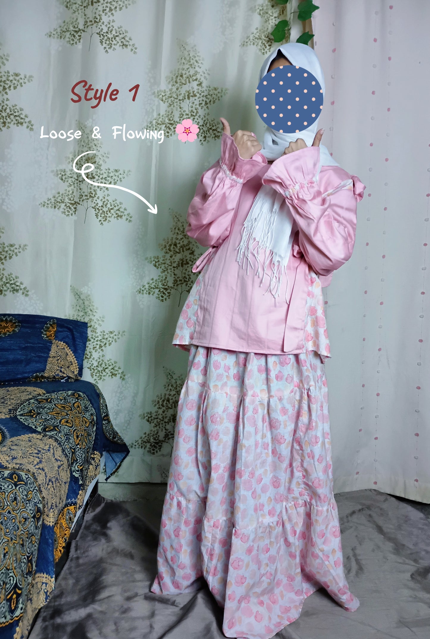 🌸 Pink Floral 3 layer tiered Skirt & Fully Strap Shirt Set (Handmade)