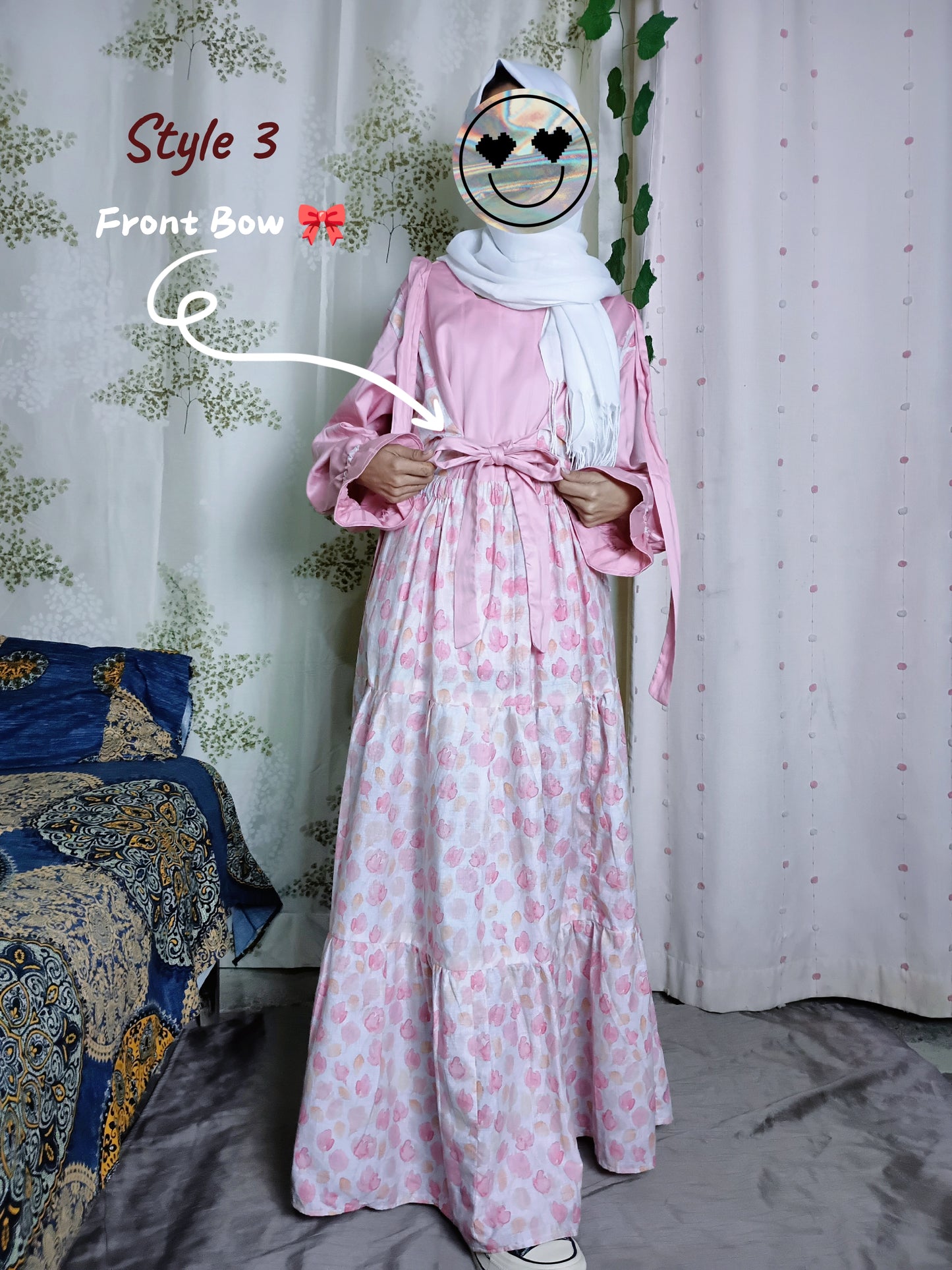 🌸 Pink Floral 3 layer tiered Skirt & Fully Strap Shirt Set (Handmade)